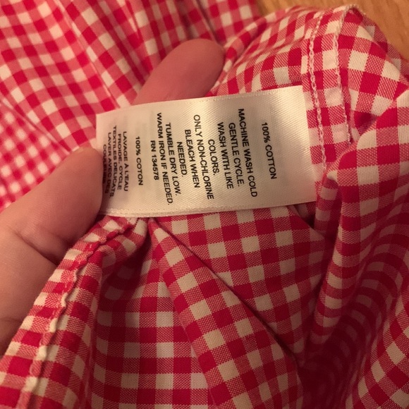 Vineyard Vines 12 - 14 M red white gingham check plaid button down collar shirt - Picture 8 of 9